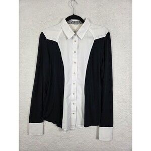 Chestnut Bay Spirit Shirt Womens L Black White Colorblock Equestrian Show Riding